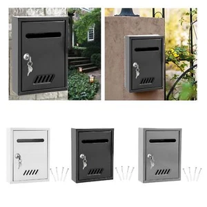 Wall Mount Mailbox Security Drop Box with 2 Keys Large Letterbox Locking Mail - Picture 1 of 22