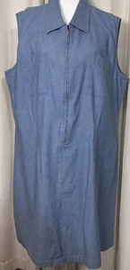 Elisabeth By Liz Claiborne Light Blue Denim Sleeveless Zipper Dress Size 20 - Picture 1 of 7