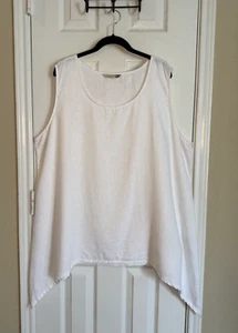 CHALET White Sleeveless Lines Sharkbite Linen Blouse ~ SZ 3X - Picture 1 of 7