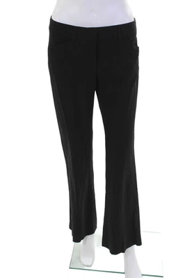 Pantalón Theory Mujer Lana Frente Plano Pierna Ancha Negro Talla 4 Foto 1 de 4