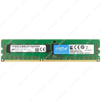 Micron 8GB DDR3-1600 PC3-12800 ECC RDIMM Server Memory RAM MT18KSF1G72PDZ-1G6P1 - Image 1 of 2