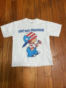 Camiseta vintage años 2000 niños bandera puertorriqueña bebé dibujos animados personaje - Imagen 1 de 7