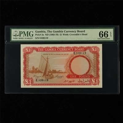 1965-70 Gambia The Gambia Currency Board 1 Pound Pick#2a PMG 66 EPQ Gem UNC - Image 1 of 4