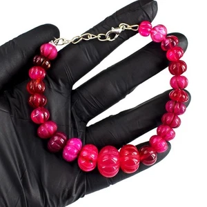 173.00 Cts Round Shape Pink Ruby Carved Beaded Wonderful Bracelet RK 23 E705 - Picture 1 of 3