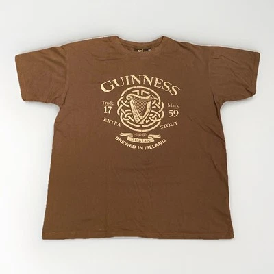 吉尼斯啤酒 T 恤男式大号结实官方商品棕色复古 — 第 1/4 张图片