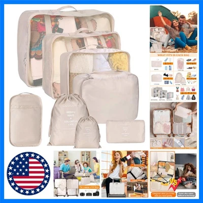 Juego de 8 cubos de embalaje para maletas, organizadores de embalaje de equipaje de viaje con Lau... Foto 1 de 4