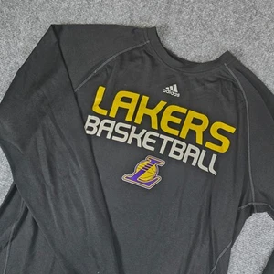 Adidas Lakers Basketball Long Sleeve ClimaLite Shirt Black Small - Picture 1 of 10