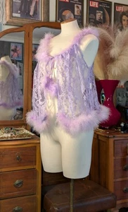 Rare Frederick's Of Hollywood Lace And Feather Vest - Picture 1 of 8