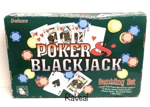 Vintage 1997 neues Set Deluxe Poker & Black Jack Glücksspiel Set Poker - Bild 1 von 2