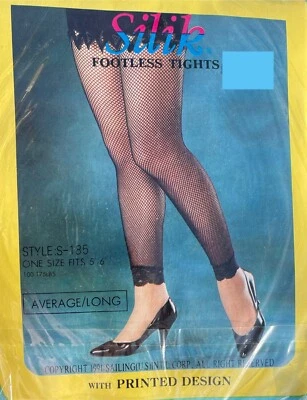 Vtg Silik Fish Net Leggings with Capri Lace White One Size Fit ALL 100% Nylon - Image 1 of 2