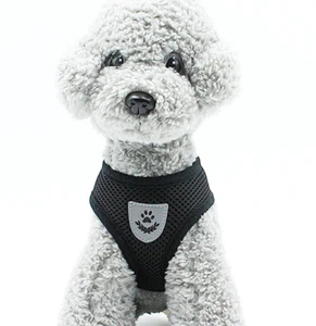 Arnés de malla negra acolchado suave cachorro mascota perro transpirable cómodo S M L - Imagen 1 de 6