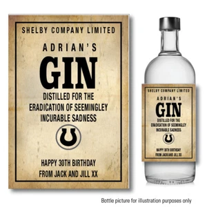 PERSONALISED Peaky Blinders Inspired Gin Wine Bottle Label Sticker Birthday 104 - Picture 1 of 8
