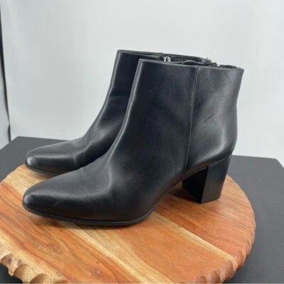 Botín Rockport para mujer 10 Camdyn CH5939 cuero negro cremallera lateral tacón al tobillo Foto 1 de 4