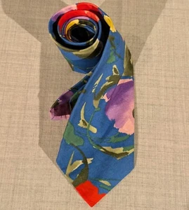 Corbata de cuello floral colorida vintage de gallo - Imagen 1 de 6