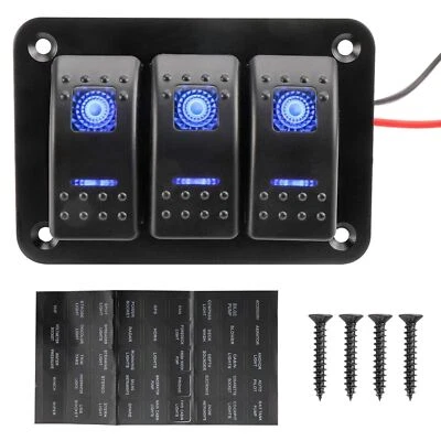Interruptor balancim 12V/24V 3 gangues painel interruptor alternador para carro trailer barco LED azul marinho - Imagem 1 de 4