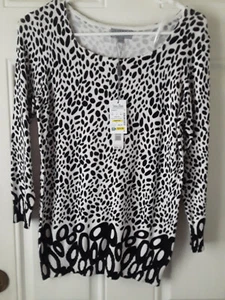 Joseph A. Women’s NWT Size PS Black/white Rayon/nylon Pebbles Sweater TR252 - Picture 1 of 4