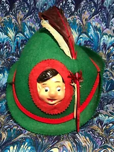 Vtg Disneyland Pinocchio Hat Wool Elrent CLEAN Original Plastic Pinocchio - Picture 1 of 7