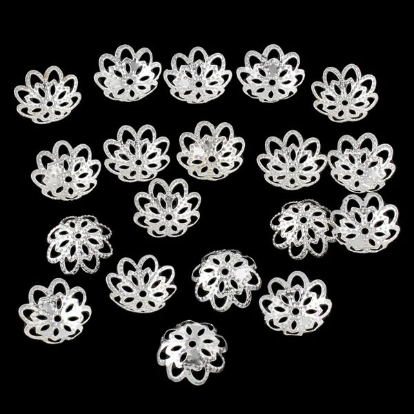 SAVMER 10 Coupelles / caps / Calottes Fleur 12mm Argenté