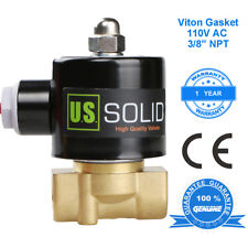 U. S. Solid 3/8" Brass Electric Solenoid Valve 110V AC Normally Closed Air Water