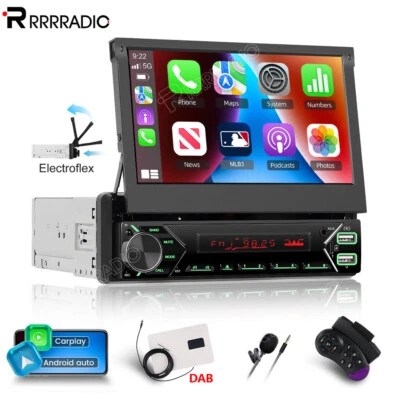 RRRRADIO Radio Coche 7" 1Din DAB+ con Pantalla Extensible Inalámbrica Carplay Bluetooth USB