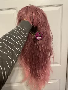 Long Woman’s Anime Costume Ombré Pink Wig 30inch Crimped Hair With Bangs BNWT - Picture 1 of 13