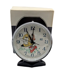 1970's Hero Animated Mechanical Bear Fishing Alarm Clock - Picture 1 of 2