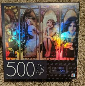 Etherial Spirits Foil Puzzle - 4 Angels - Milton Bradley 500 Pieces Brand New
