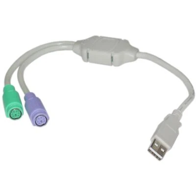 Brand New USB A To 2 x PS/2 Active Adapter Converter Cable USB-A PS2 - Image 1 of 3