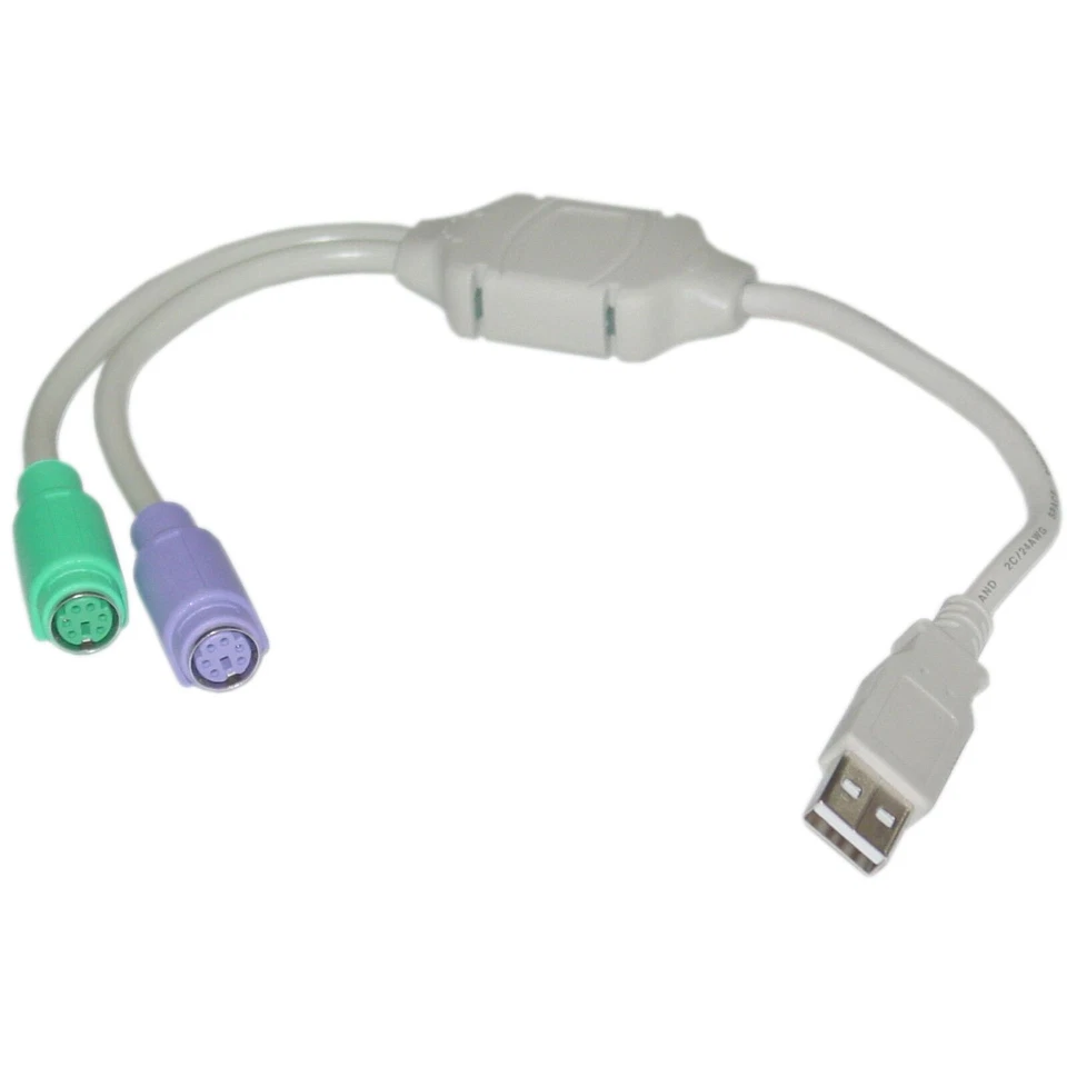 Brand New USB A To 2 x PS/2 Active Adapter Converter Cable USB-A PS2 - Image 1 of 3