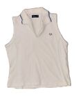 FRED PERRY Womens Sleeveless Polo Shirt UK 16 Large  White Polyester AT44