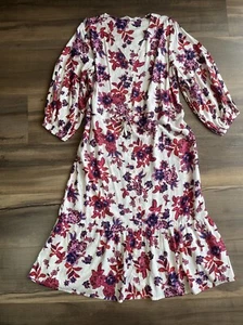 Candace Cameron Bure Printed Button-Front Midi Dress Vneck Large - Picture 1 of 17