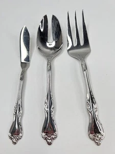 Oneida Pollenta Lot of 3 Serving Pieces Flower Scroll 18/10 Stainless Steel - Picture 1 of 16