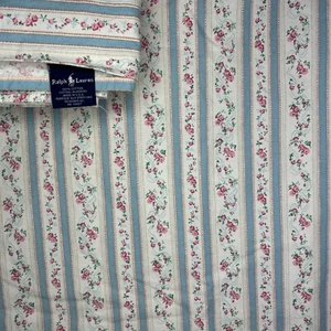 Vintage Ralph Lauren Lillian Blue Stripes Twin Flat and Fitted Sheet - Picture 1 of 5