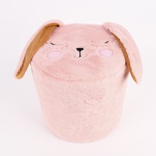 Kinder Hocker Hase mit abstehenden Ohren Plüsch rosa 28x28cm