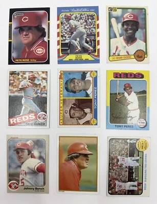 Lote de 9 cartas vintage años 70 80 Cincinnati Reds MLB banco rosa Pérez Cedeño Parker Foto 1 de 2