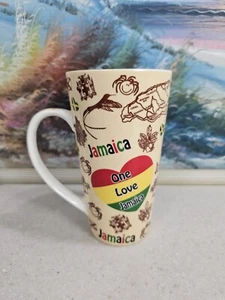 JAMAIKA KAFFEEBECHER JAMAICA ONE LOVE MUG Rasta Farben 6" hoch ☕️ 🇯🇲 - Bild 1 von 9
