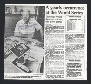 JUG THESENGA ca 1990 Washington Senators SIGNED Photo (d.2002) - Picture 1 of 3