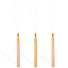  3 Pcs Threader Wooden Beads for Braids Threading Tool Hair Extension Needle