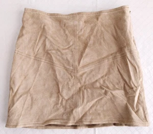 K C Parker Leather Skirt Side Seam Zipper No Waistband Lt Brown Size 7  #15507 - Picture 1 of 3