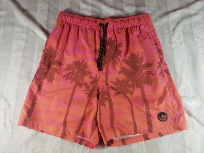 Neff Mens Bright Pink Orange Tropical Palm Tree Hawaiian Swim Board Shorts L - Image 1 of 4