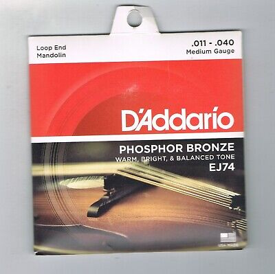 Mandolin 8-string Loop End D'addario Phosphor Bronze Medium Gauge Ej74 Neuf New • 9.98€