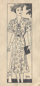 1930s Vintage Sewing Pattern DRESS B48" (R317) MARIAN MARTIN