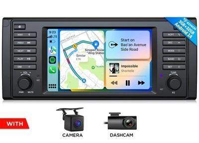 DVR+CAM+ Android 14 7" Touchscreen Autoradio Navi CarPlay Bluetooth Für BMW E39 - Bild 1 von 4