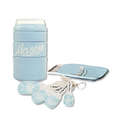 Mason Jar Kitchenware Set - Ceramic Measuring Cups, Measuring Spoons & Spoon ... - Image 1 of 4