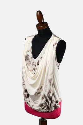 TOP JUST CAVALLI TG40 PRINT MULTICOLOR LEOPARD TEXTURE CASUAL MADE IN ITALY LAST - Imagen 1 de 4