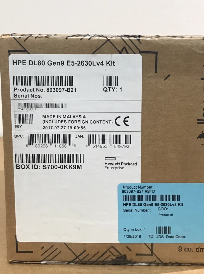 New HPE ProLiant DL80 G9 10 Core 1.8GHz Xeon E5-2630L V4 CPU Kit HP Gen9 Sealed - Image 1 of 4