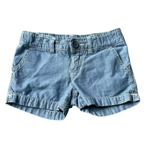 Girls 4 Faded Glory Organic Cotton Lightweight Blue Denim Summer Shorts - Picture 1 of 3