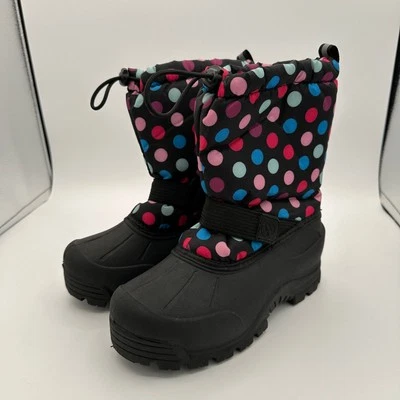 Northside Frosty Winter Snow Boots Girls Size 3 Black Polka Dot Waterproof  - Image 1 of 4