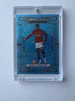 2023-24 Panini Obsidian Marcus Rashford #91 Electric Etch Neon Blue Flood /15 - Image 1 of 4