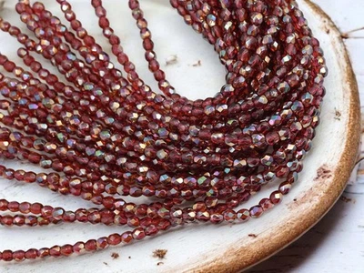 Cuentas redondas de vidrio checo pulido al fuego celsiano fucsia de 4 mm 50 cuentas Foto 1 de 4